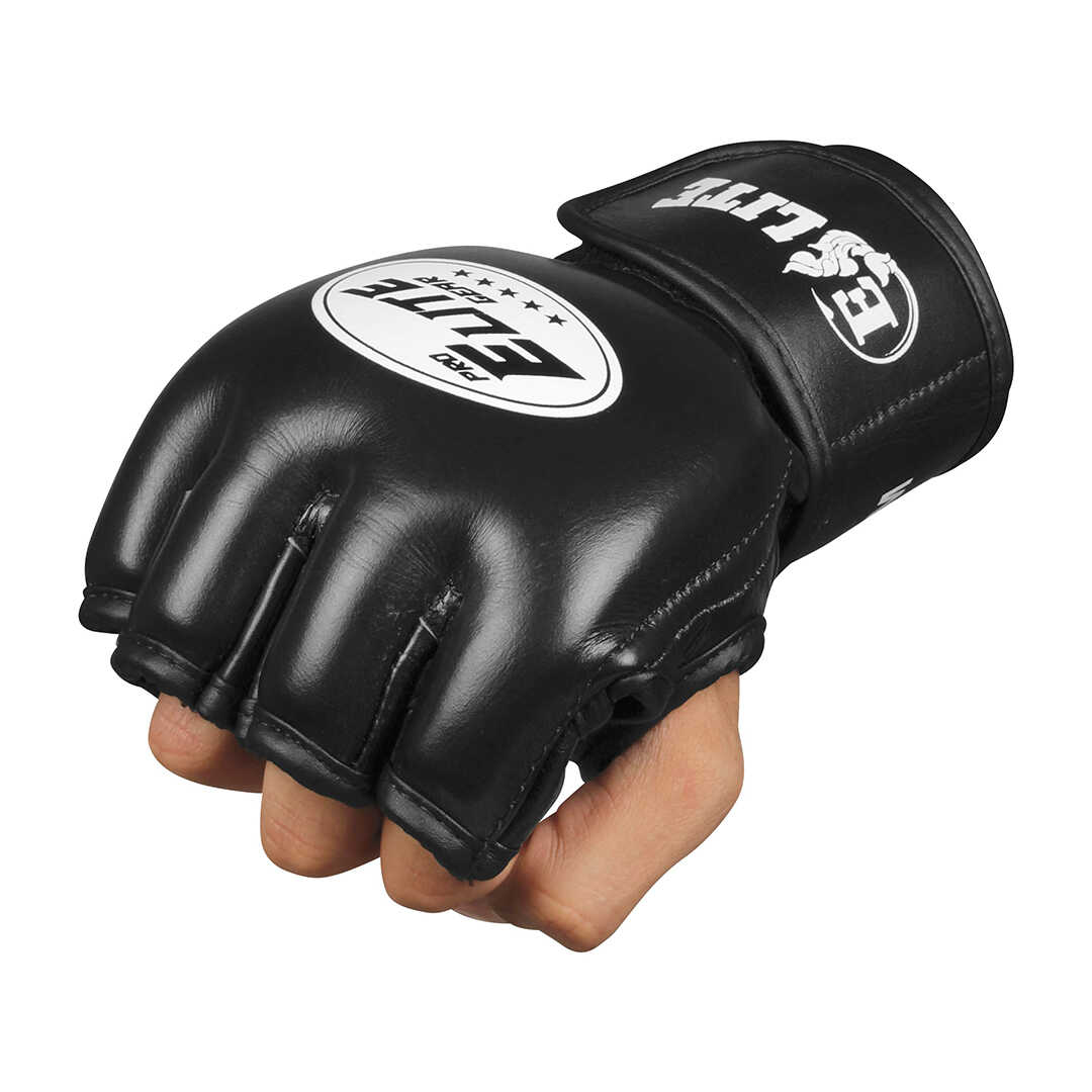 Elite MMA Pro Black White Trainings Glove Leder Black