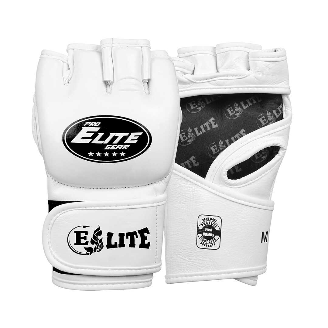Elite MMA Pro Black White Trainings Glove Leder White